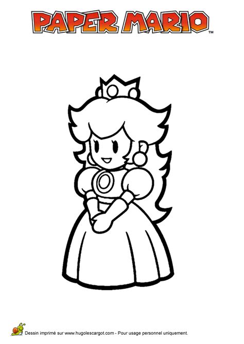 La princesse Peach du jeu vidéo Mario Paper Millenaire à colorier