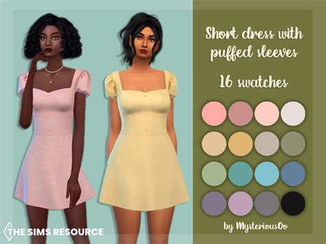 Short Dress With Puffed Sleeves The Sims 4 Catalog