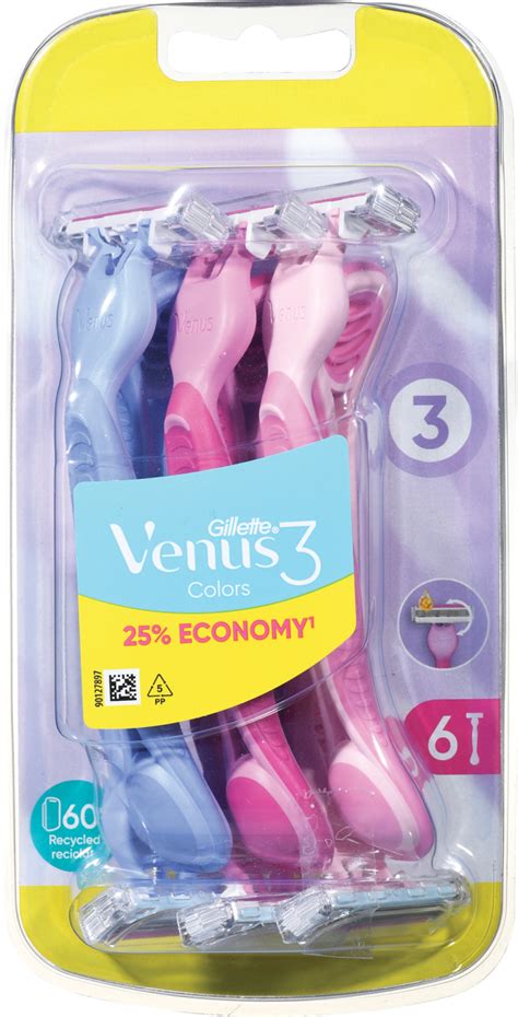 Gillette Venus Damski Brivnik Za Enkratno Uporabo Venus3 Colors 6 Kos