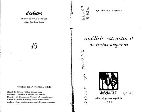 PDF Oldrich Analisis Estructural De Textos Hispanos Los Principios De