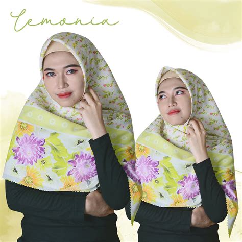 Jual Jilbab Jumbo Eirqi Flowers Series Hijab Segi Empat Motif Syar I