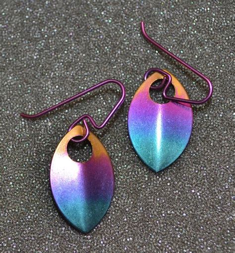 Niobium Rainbow Scale Earring Nickel Free And Etsy