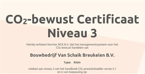 Co Certificering Is Binnen Bouwbedrijf Van Schaik