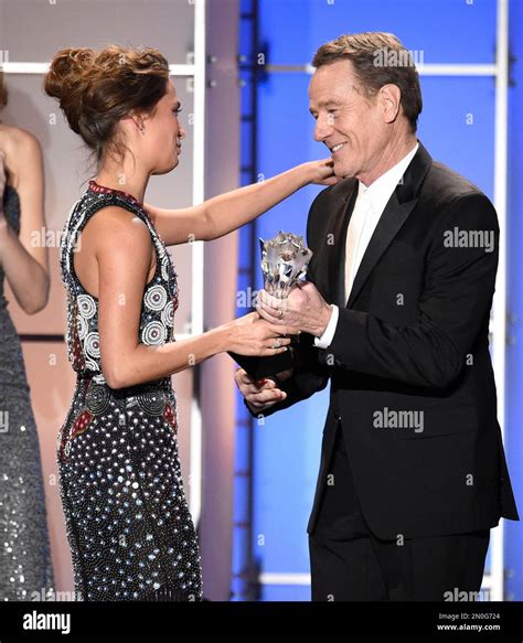 Bryan Cranston Right Presents Alicia Vikander With The Award For Best