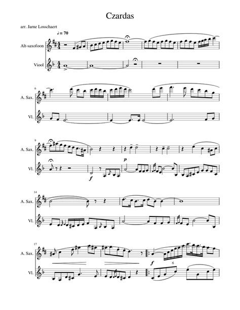 Czardas Sheet Music For Violin Alto Saxophone Download Free In Pdf Or Midi