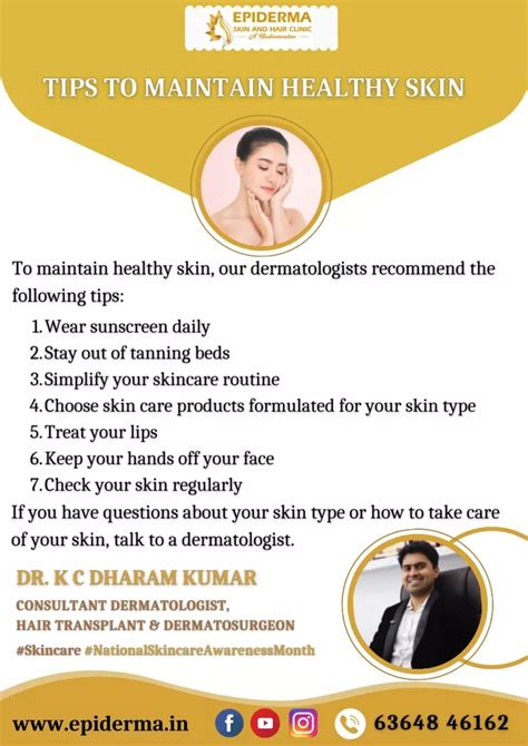 Ppt Tips To Maintain Healthy Skin Best Dermatology Centres In Bangalore Epiderma