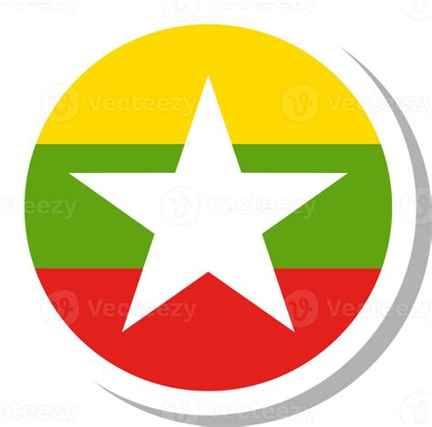 Myanmar flag circle shape, flag icon. 16707462 PNG