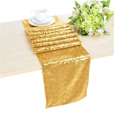 Shinybeauty 12x108 Inch Rectangle Gold Sequin Table Runner For Weddingpartydecor 12x108 Inch