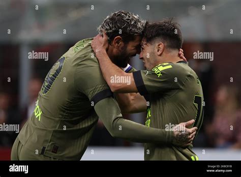 Brahim Diaz Of Ac Milan Celebrates After Scoring A Goal With Theo