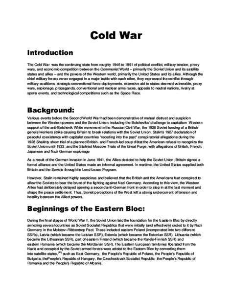 Doc Cold War Introduction The Cold Muhammad Siddiq