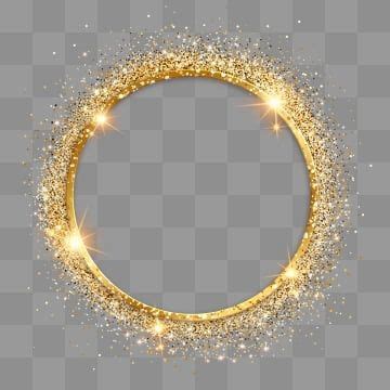 Round Glitter White Transparent Glitter Golden Glitter Round Border