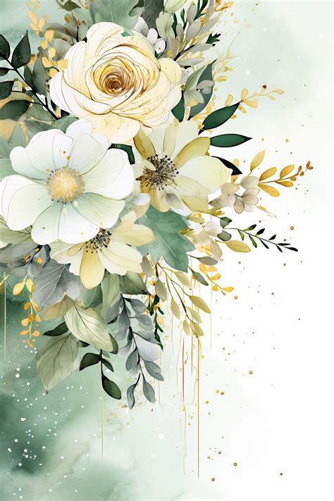 Premium AI Image | Watercolor Sage Green Floral Digital Papers Sage ...