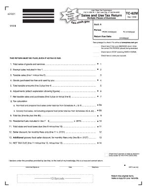 Fillable Online Tax Utah TC 62M Sales And Use Tax Return For Multiple