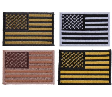 American Flag Patches In Subdued Colors Set Of 4 Small Embroidered US ...