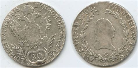 Österreich Kaiserreich Böhmen Tschechien 20 Kreuzer Silber 1815 C Prag