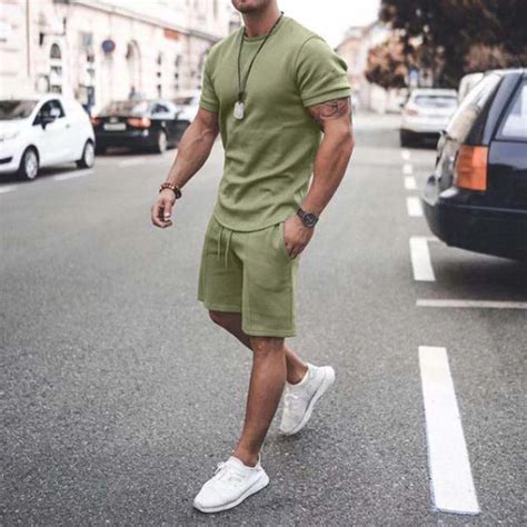 New Summer Men 2pc Set Sporting Suit Short Sleeve T Shirt And Shorts