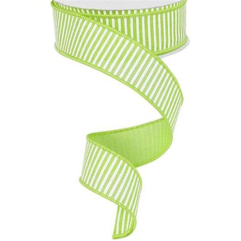 Lime White Green Wired Ribbon By The Roll 1 5 X 10 YARD Etsy Wired