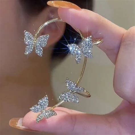 Vembley Korean No Piercing Zircon Butterfly Wrap Crawler Ear Cuff