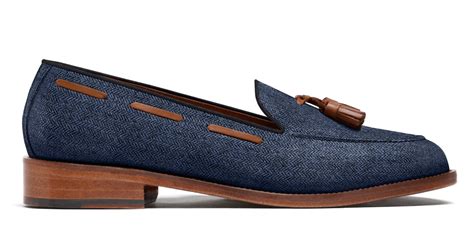 Mocassins Gland Tweed Bleu