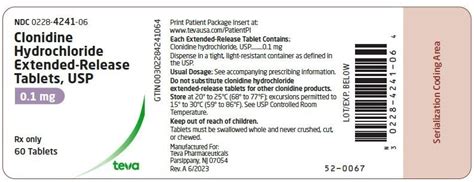 Clonidine Extended Release Tablets Pi