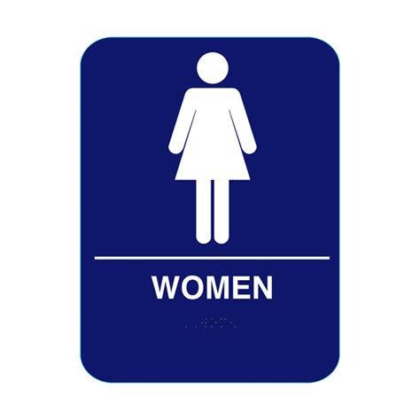 Women Restroom Sign With Braille - Blue #CR-W68