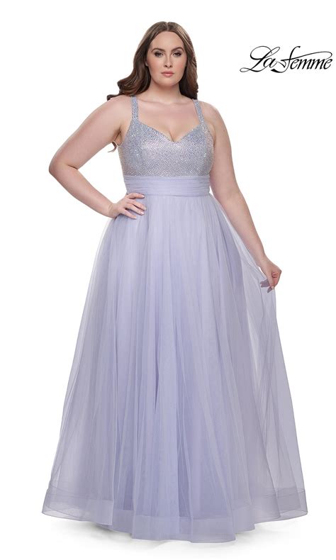 Plus Size Long Prom Dress With Beads Promgirl