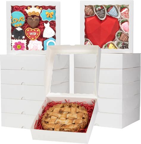 Temlqpack 50pcs 9x9x2 5 Inches White Bakery Boxes Cookies Boxes Pie Boxes Chocolate Covered