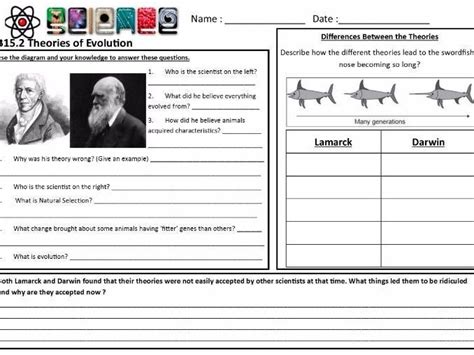 17 The Theory Of Evolution Chapter 15 Worksheet Answers Theory Of