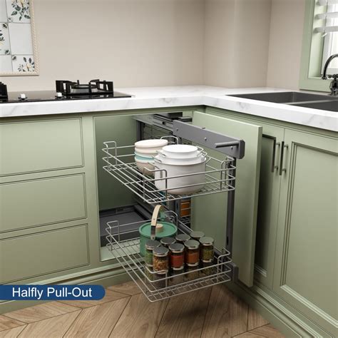 Pull Out Blind Corner Kitchen Organizer 2 Tiers VADANIA Hardware UK