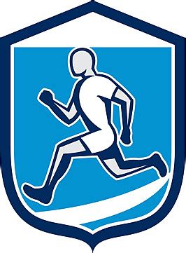 Sprinter Runner Running Shield Retro Fitness Side View Crest Vector