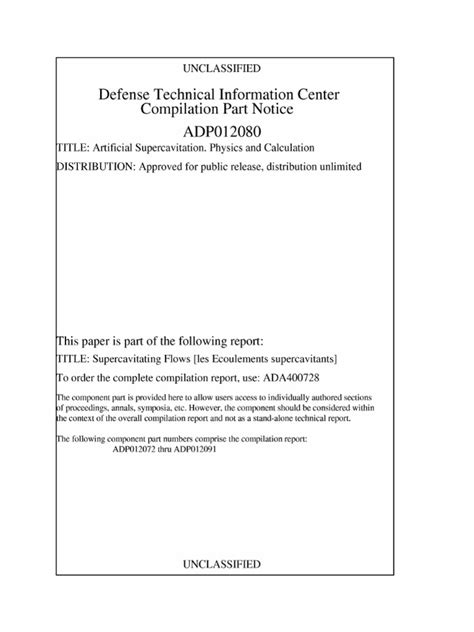 Artificial Supercavitation. Physics and Calculation | PDF | Fluid ...