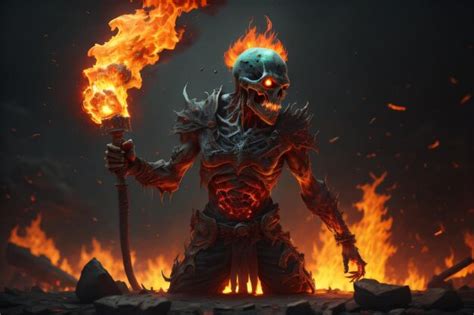 Premium Photo A Demon With A Fire On His Face