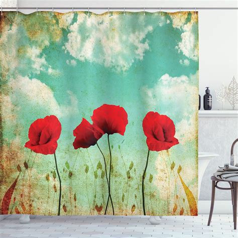 Inpercust Blossoming Blooms Shower Curtain Vibrant Floral Print For A