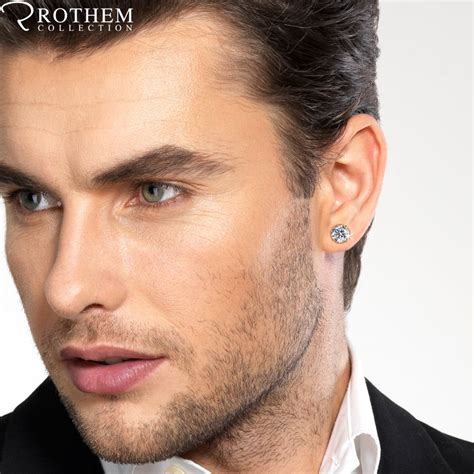 New Year S Gift For Men Yellow Gold Diamond Earring Trendy Stud