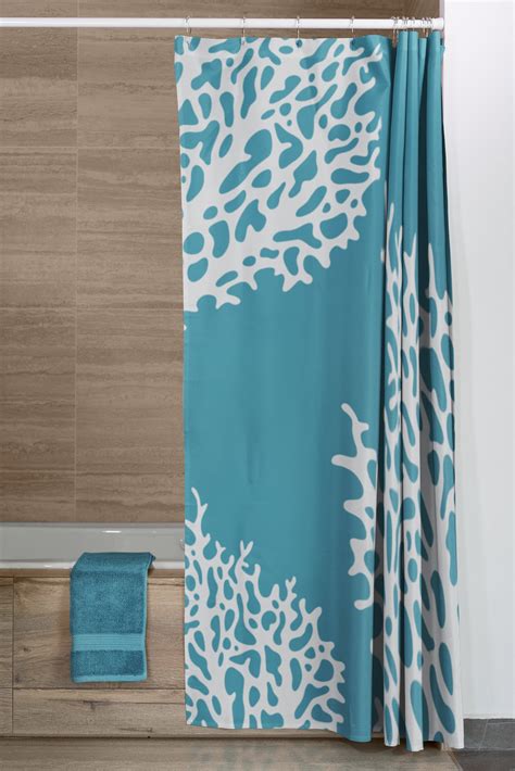 Coral Reef Shower Curtain Beach House Bathroom Coastal Etsy