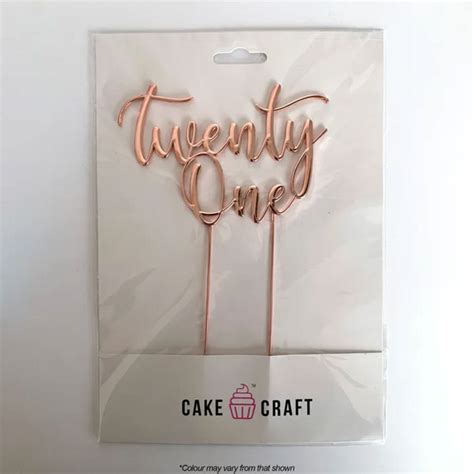 Cake Craft Metal Cake Topper Twenty One Rose Gold Lloyd Holt Packaging