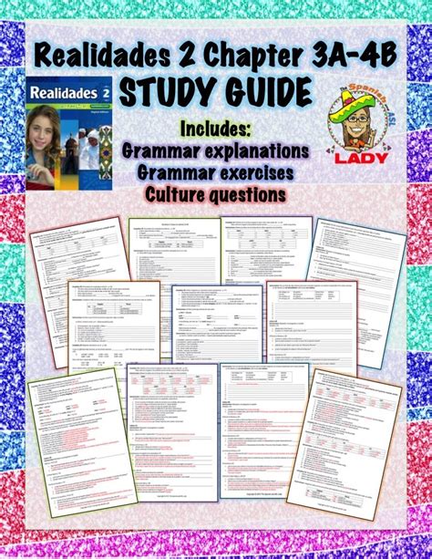 Realidades 2 Chapters 3A 4B Review Sheet Grammar Exercises Chapter