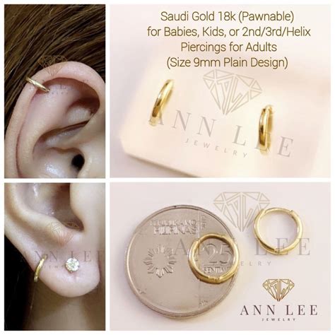 Pawnable Real Saudi Gold K Plain Or Diacut Hoop Earrings For Babies