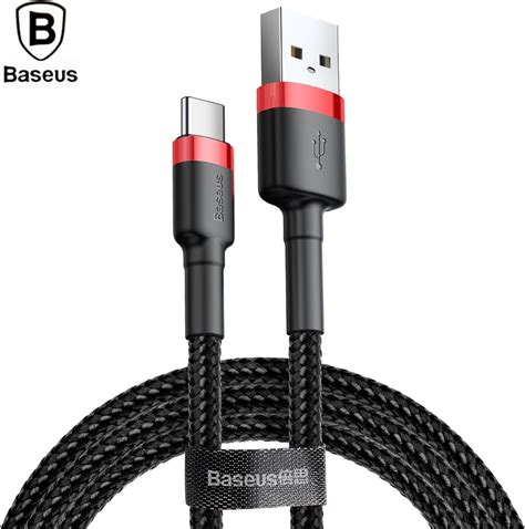 Baseus Cafule Braided USB 2 0 Cable USB C Male USB A Male Black Red