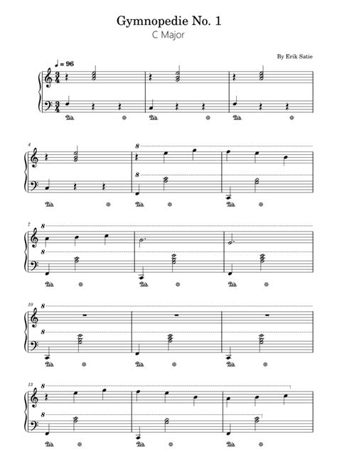 Gymnopedie No 1 Arr Poon By Erik Satie Sheet Music For Easy Piano