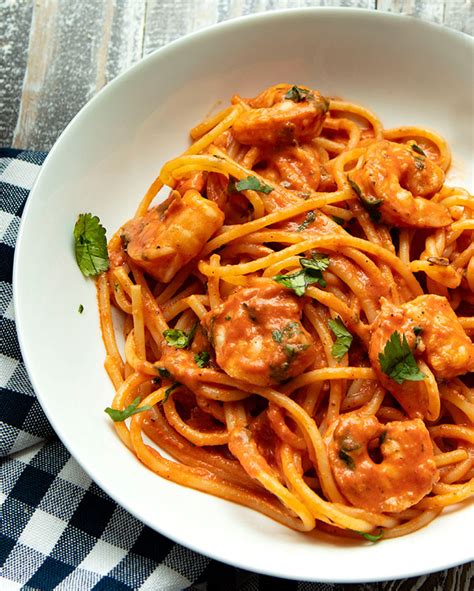 Spaghetti With Shrimp In Creamy Tomato Sauce Italian Food Forever