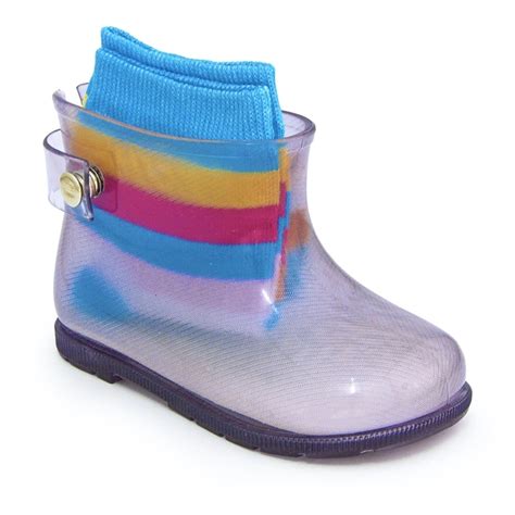 Bota Galocha Transparente Infantil Meia Baby Love