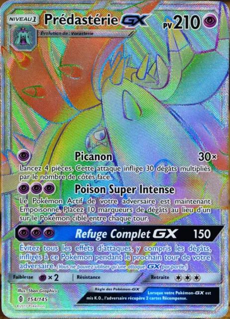 CARTE POKÉMON 154 145 Prédastérie GX SL2 Soleil et Lune Gardiens