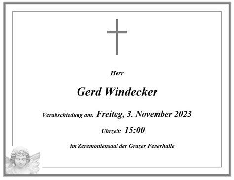 Herr Gerd Windecker Bestattung Graz