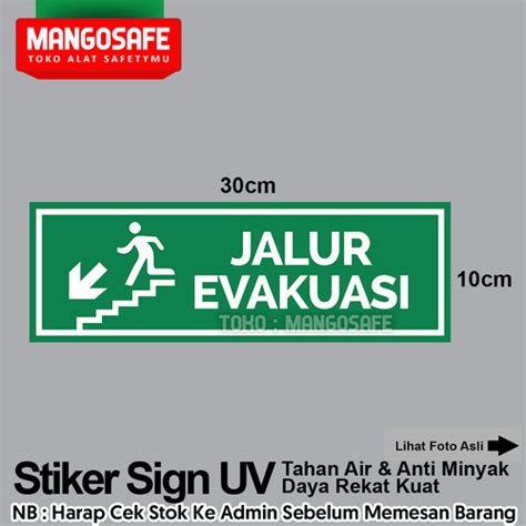 Jual Sticker Jalur Evakuasi Tangga Kiri Hijau Stiker UV Rambu K3 Safety