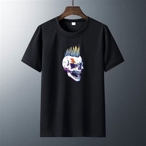 Mfos 128 Punk Skeleton เสื้อยืด ผ้าฝ้าย พิมพ์ลายดิจิตอล Unisex Guys