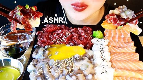 Asmr 🌝 소고기 육회 산낙지탕탕 연어회 먹방 ️‍🔥 리얼사운드 먹방 Mukbang Eating Sounds Youtube