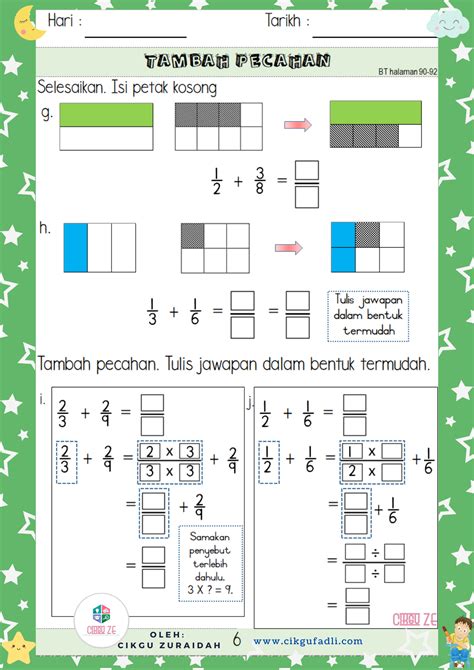 Latihan Matematik Tahun 4 Pecahan