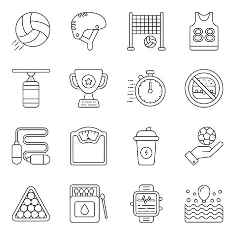 Premium Vector Pack Of Sports Accessories Line Icons