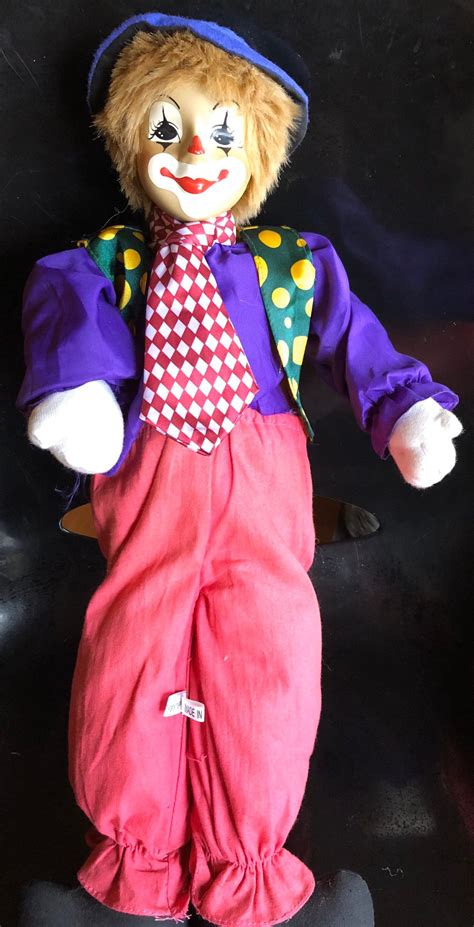 Vintage Porcelain Clown Doll Handmade And Painted Soft Body Etsy